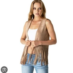Saints & Hearts Fringe Suede Vest, size medium, NWT